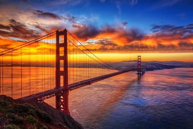 golden gate bridge sunset